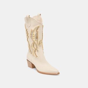 Dolce Vita Vila Cowgirl boots in Ivory leather